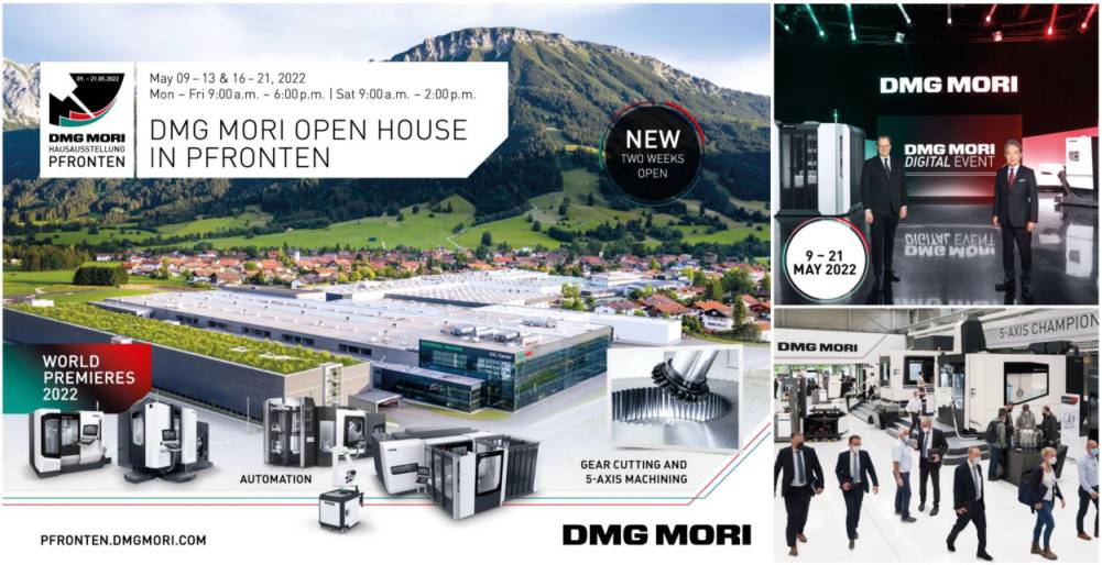 Vom 9. bis 21. Mai 2022 zeigt DMG Mori Innovationen und Zukunftstechnologien auf dem Open House bei Deckel Maho in Pfronten