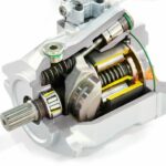 Adjustable_axial_piston_pump_of_open_contour_in_section
